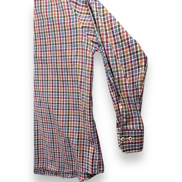 Peter Millar Mens Button Down Shirt Size XXL Check Red & White & Orange - Picture 4 of 7